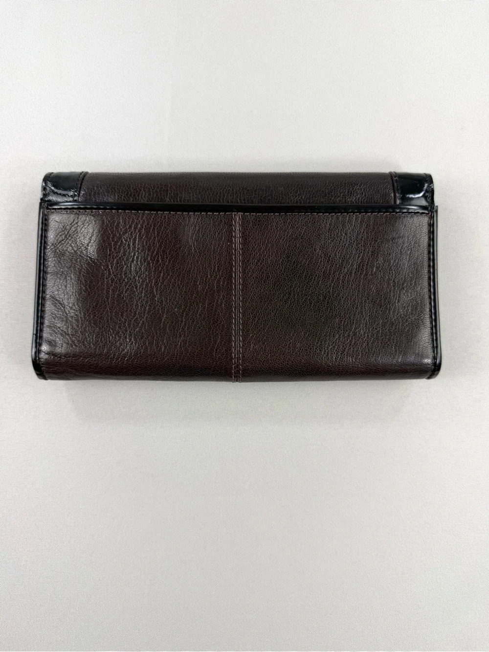 Kate Spade New York Leather Continental Wallet Brown Black Patent Leather Box